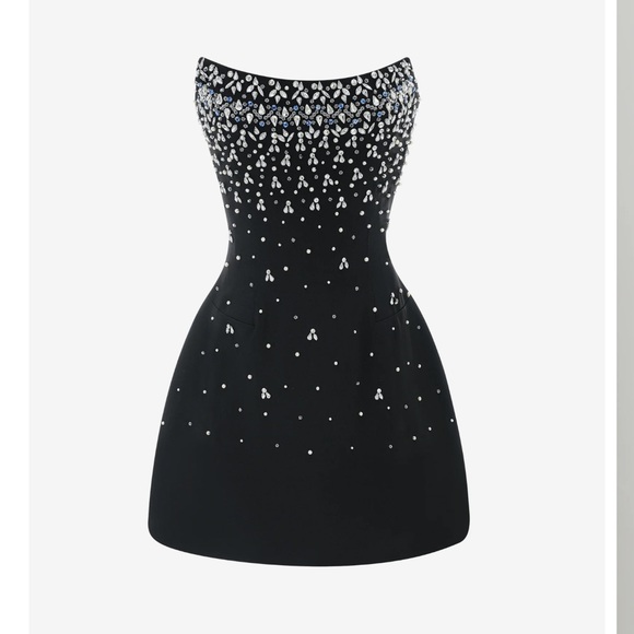 Miss Rosier Dresses & Skirts - Black mini dress with stones